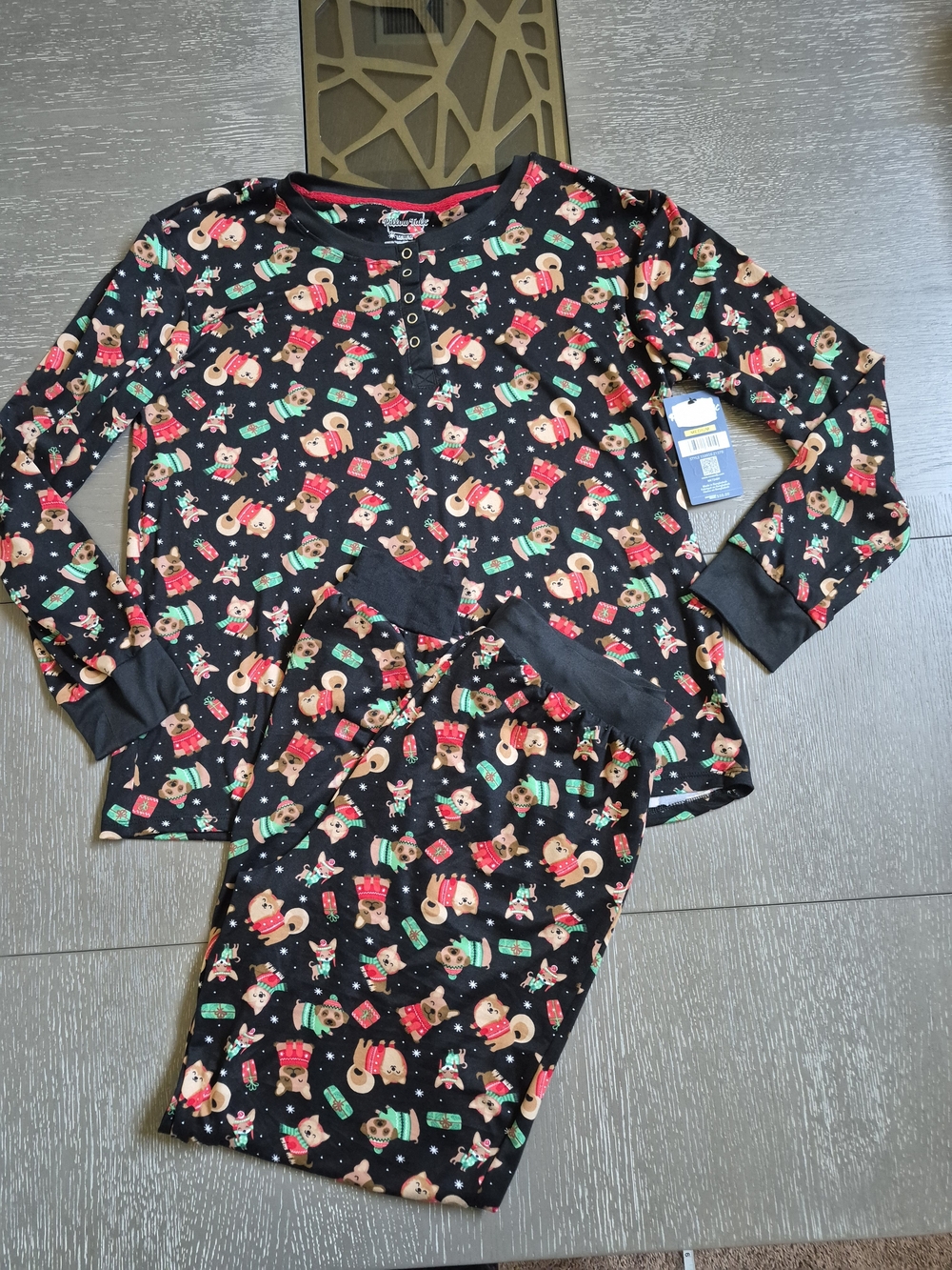 Cozy Black Holiday Animal-Print Women’s Pajama Set